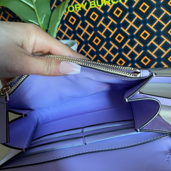 NWT tory burch Emerson dip dye chain crossbody wallet sweet corn lavender - Picture 6 of 15